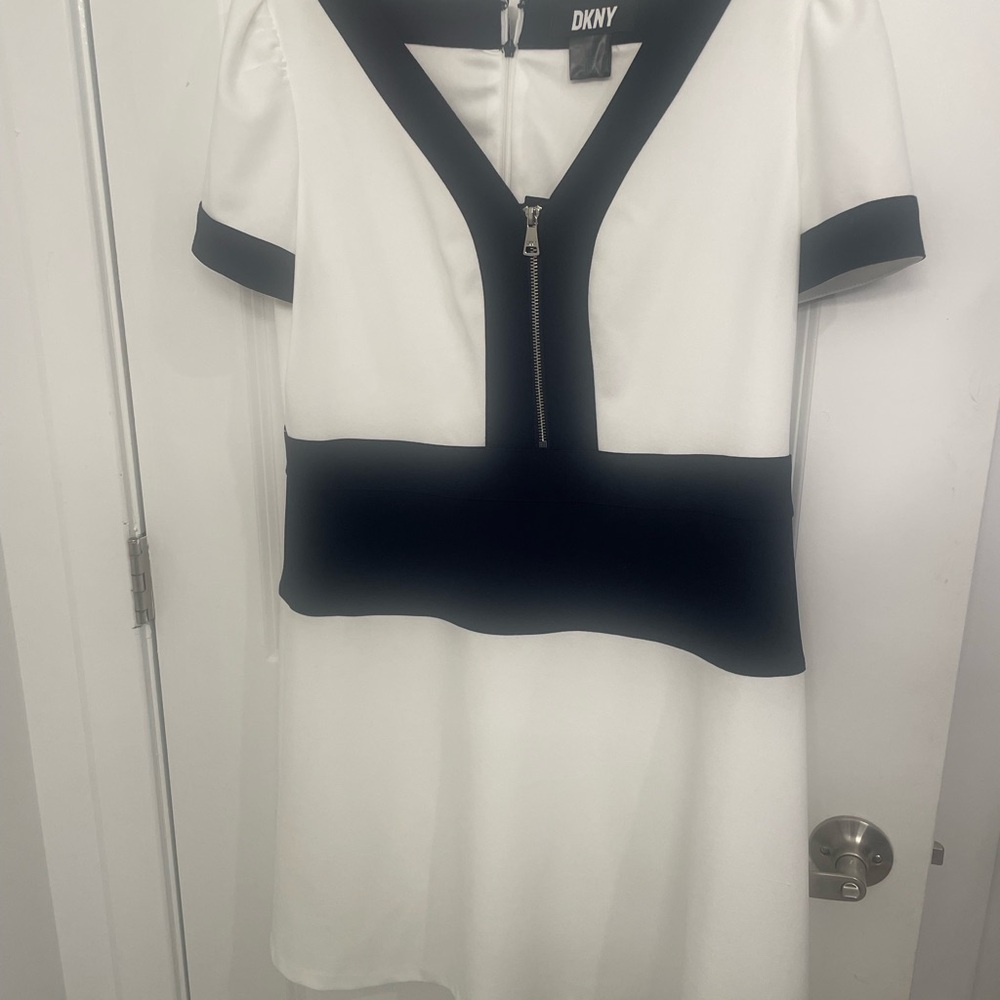 DKNY Navy and White Dress
